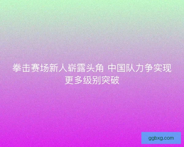 拳击赛场新人崭露头角 中国队力争实现更多级别突破