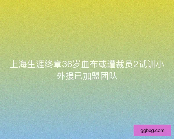 上海生涯终章36岁血布或遭裁员2试训小外援已加盟团队