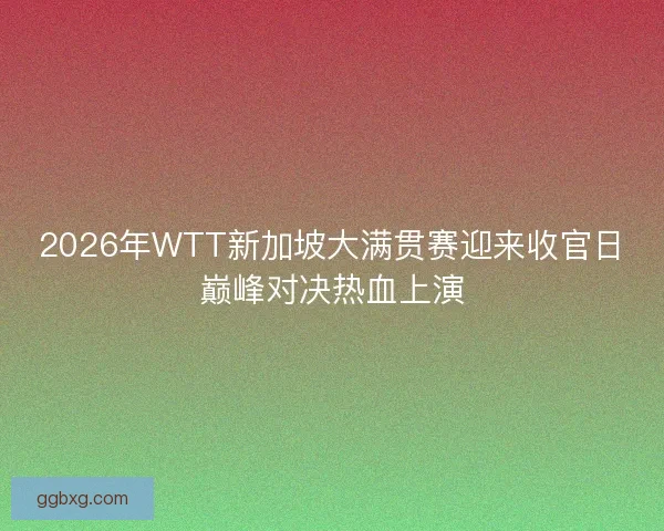 2026年WTT新加坡大满贯赛迎来收官日巅峰对决热血上演